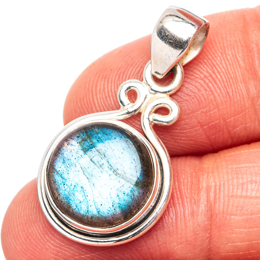Labradorite Pendant 1 1/8" (.925 Sterling Silver)