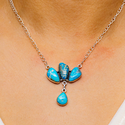 Southwestern Style Sierra Bella Turquoise Necklace 22" (.925 Sterling Silver)