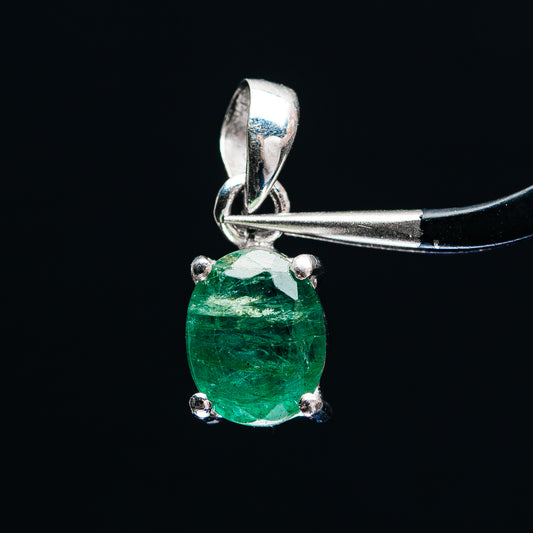 Premium Faceted Zambian Emerald Pendant 3/4" (.925 Sterling Silver)