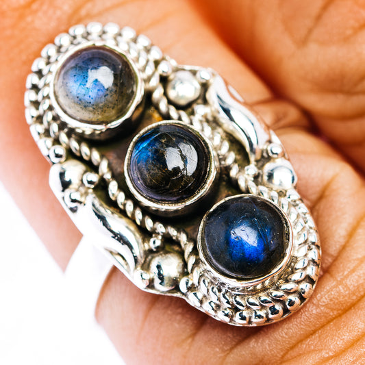 Labradorite Ring Size 7.5 (.925 Sterling Silver)