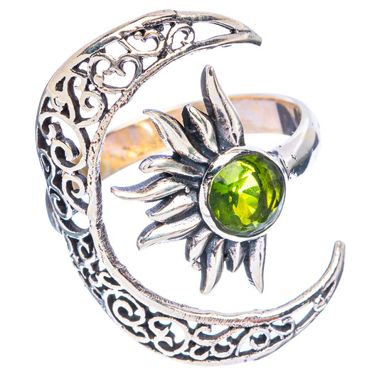 Peridot Moon Sun Dainty Ring Size 7 Adjustable (925 Sterling Silver) R5244