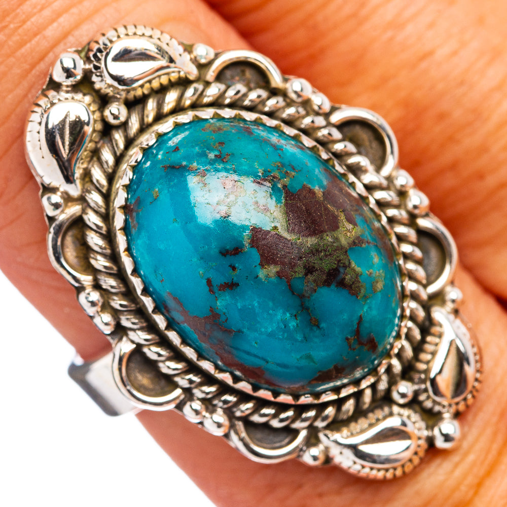 Exclusive Kingman Turquoise Ring Size 8 Adjustable (.925 Sterling Silver)