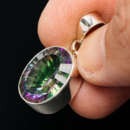 Premium 14ct Mystic Topaz Pendant 1 1/8" (.925 Sterling Silver)