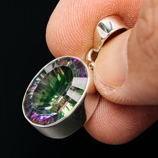 Premium 14ct Mystic Topaz Pendant 1 1/8" (.925 Sterling Silver)