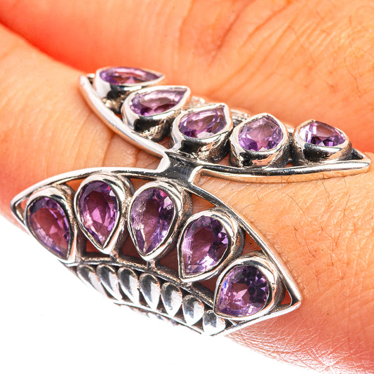 Large Faceted Amethyst 925 Sterling Silver Ring Size 7