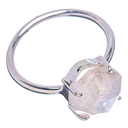 Faceted Rainbow Moonstone Ring Size 7 (.925 Sterling Silver)