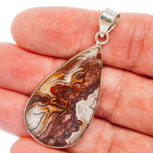 Premium Crazy Lace Agate Pendant 1 7/8" (.925 Sterling Silver)