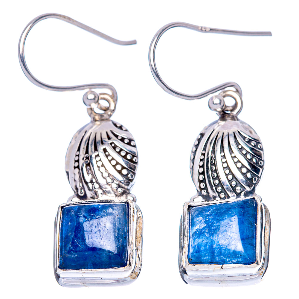 Kyanite Seashell Earrings 1 3/8" (925 Sterling Silver) E1386