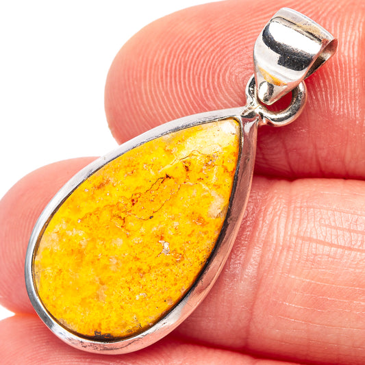 Jasper teardrop pendant with .925 sterling silver bail, close-up