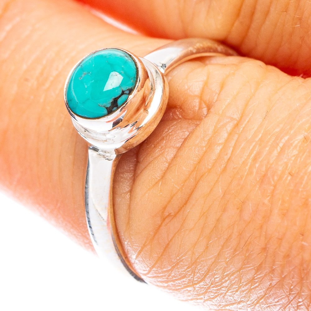 Tibetan Turquoise Dainty Ring Size 7 (925 Sterling Silver) R5261