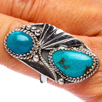 Large Tibetan Turquoise Ring Size 8.25 (925 Sterling Silver) R146237