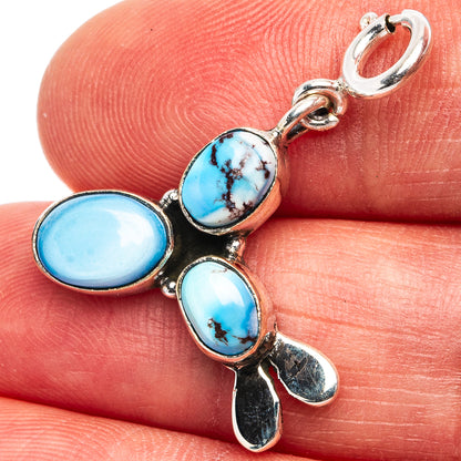 Golden Hills Turquoise Pendant 1 1/8" (.925 Sterling Silver)