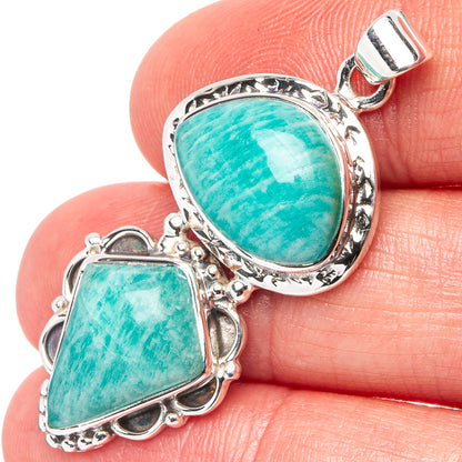 Premium Amazonite Pendant 1 5/8" (.925 Sterling Silver)