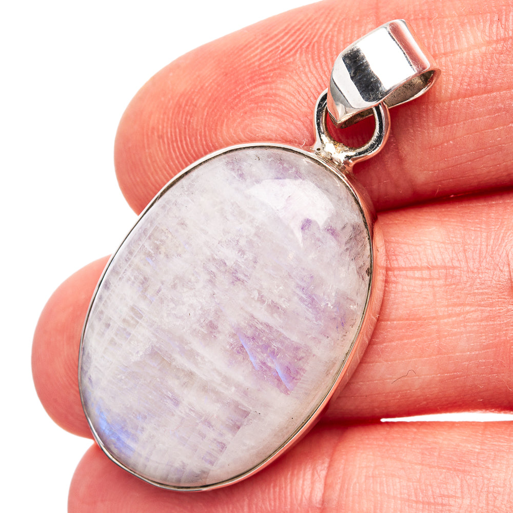 Premium Rainbow Moonstone Pendant 1 5/8" (.925 Sterling Silver)