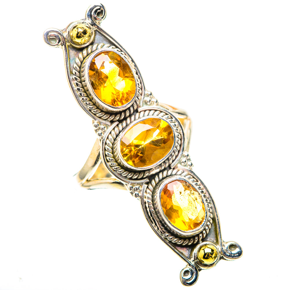 Large Faceted Citrine Ring Size 7.25 (925 Sterling Silver) RING139103