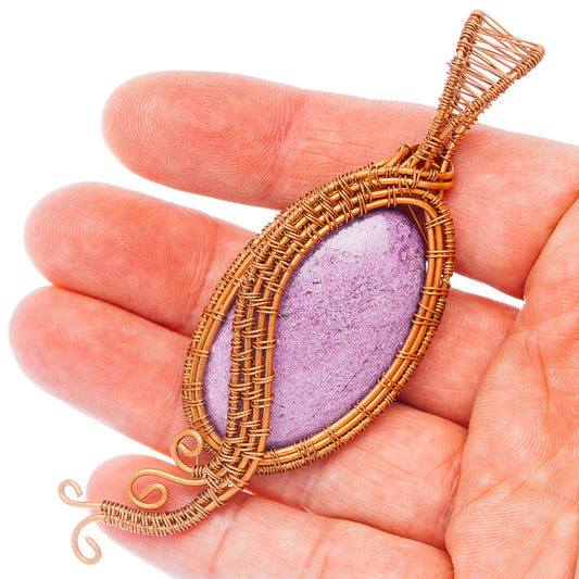 Stichtite Wire Wrap Pendant 3 5/8" (Copper)