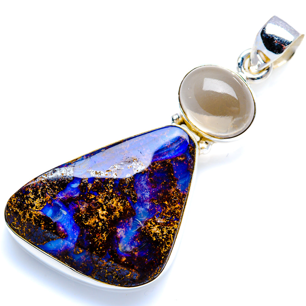 Boulder Opal, Citrine 925 Sterling Silver Pendant 2" (925 Sterling Silver) PD38284
