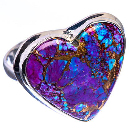 Large Purple Copper Composite Turquoise 925 Sterling Silver Ring Size 10