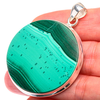 Malachite Coin Pendant 1 7/8" (925 Sterling Silver) PD38468