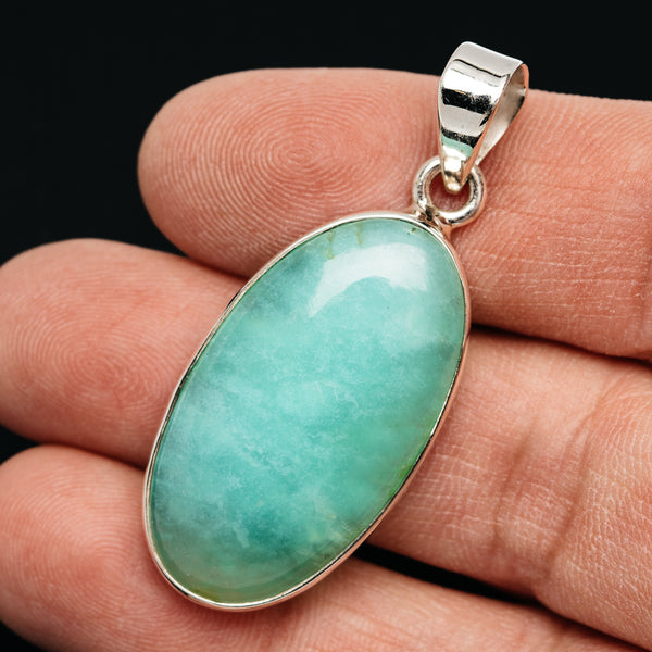 Gemmy Chrysoprase Pendant 1 3/4" (.925 Sterling Silver)