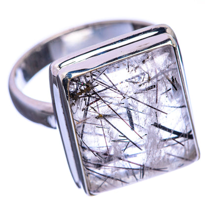 Tourmalinated Quartz 925 Sterling Silver Ring Size 6.75