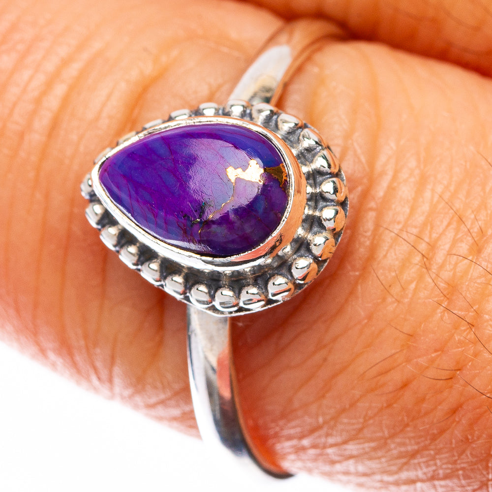 Purple Copper Composite Turquoise Dainty Ring Size 9 (925 Sterling Silver) R145002