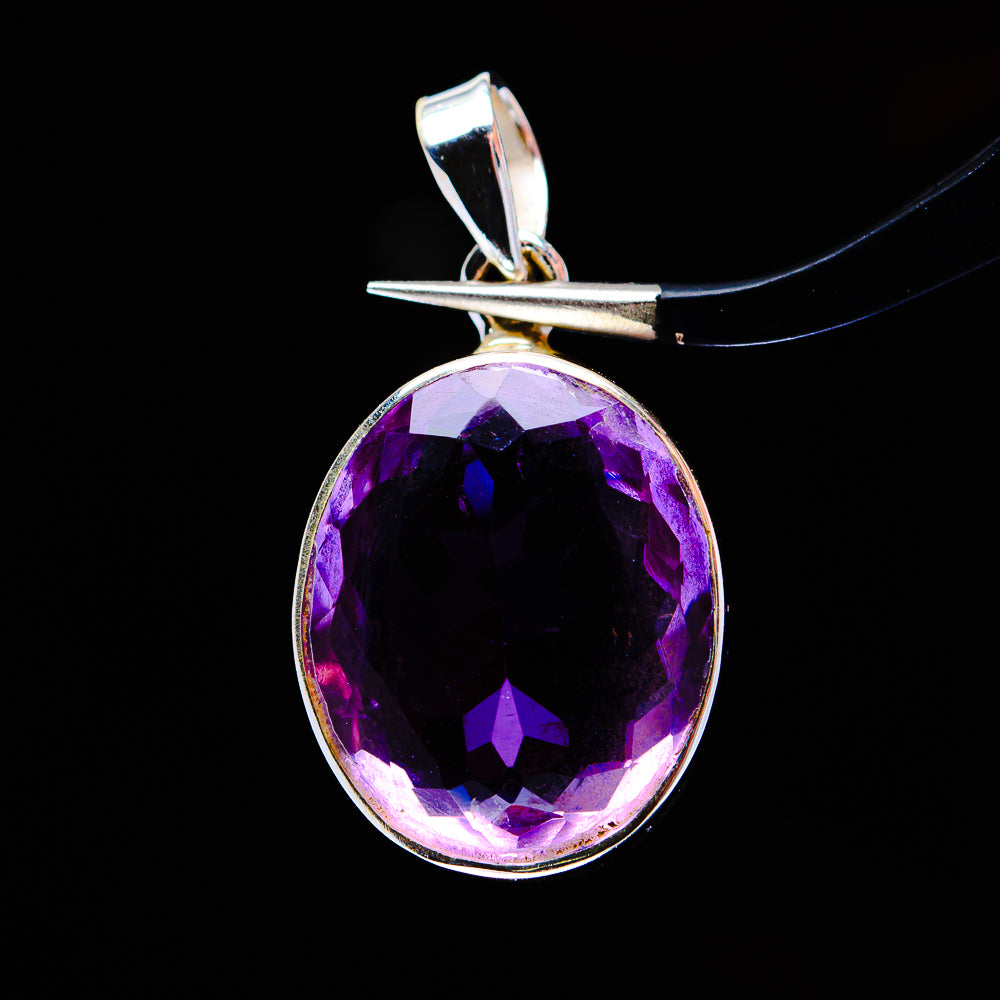 14.84ct Premium Faceted Amethyst Pendant 1" (.925 Sterling Silver)