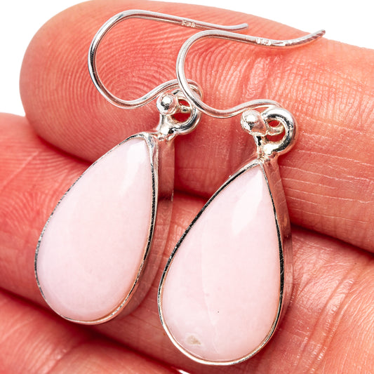 Pink opal teardrop earrings in .925 sterling silver with fishhook backs
