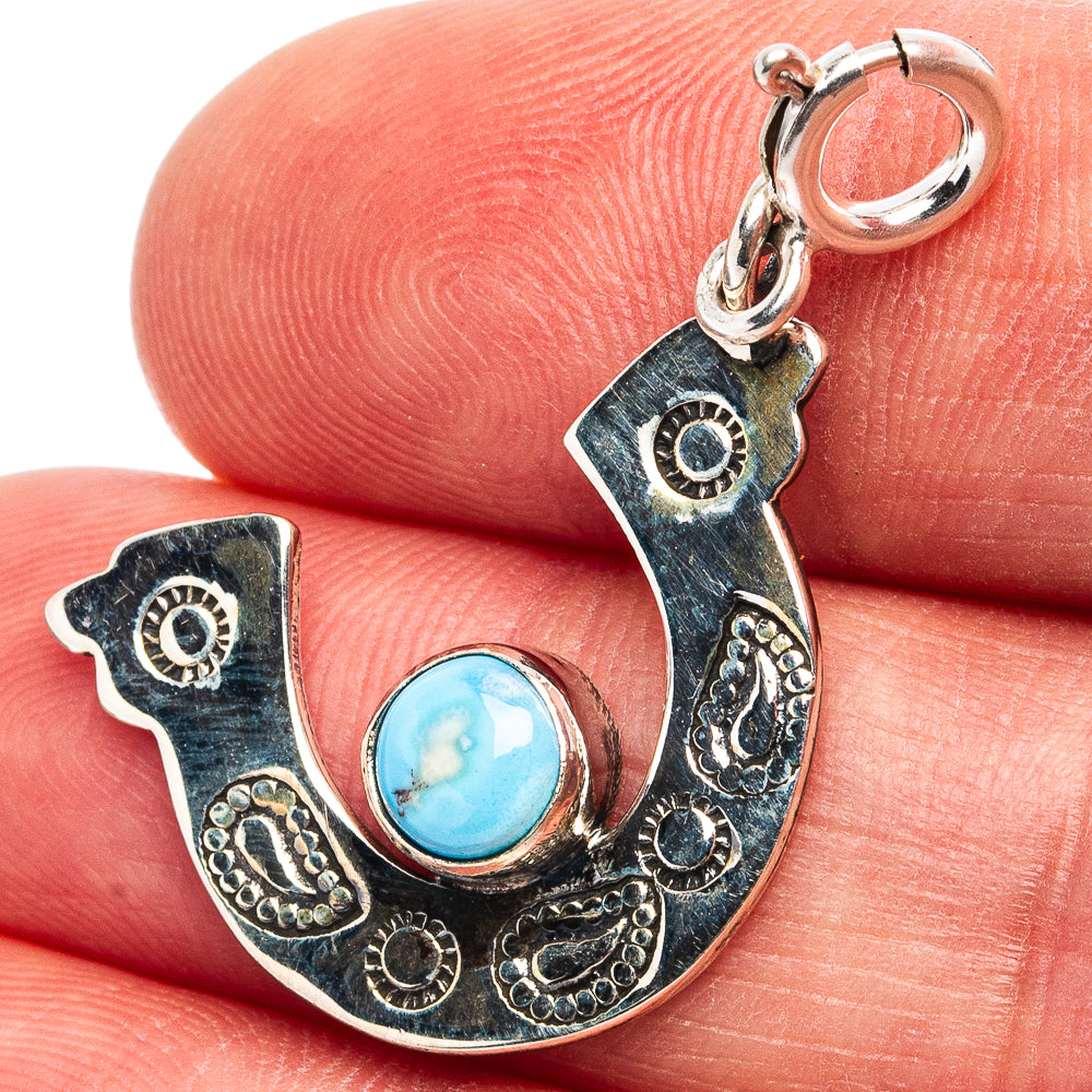 Golden Hills Turquoise Horseshoe Pendant 1 3/8" (.925 Sterling Silver)