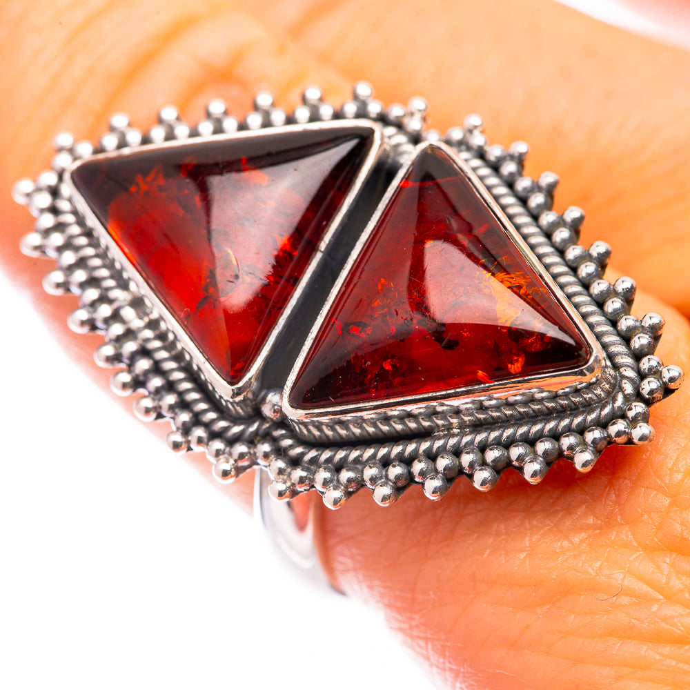 Large Baltic Amber Ring Size 9 (925 Sterling Silver) R140973