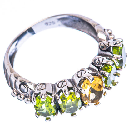 Faceted Citrine, Peridot Ring Size 6.5 (925 Sterling Silver) R3150