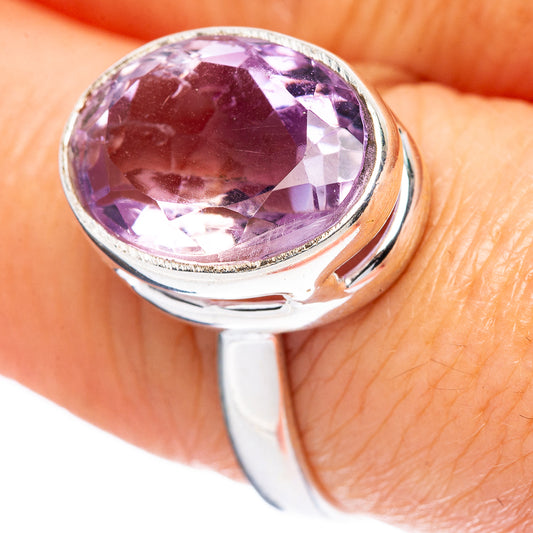 Faceted Amethyst Ring Size 7.75 (925 Sterling Silver) R4550
