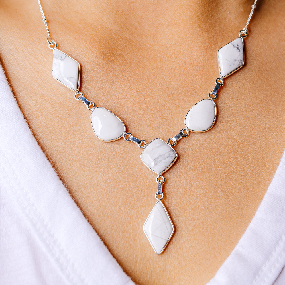 Howlite Necklace 16 (925 Sterling Silver) N90167