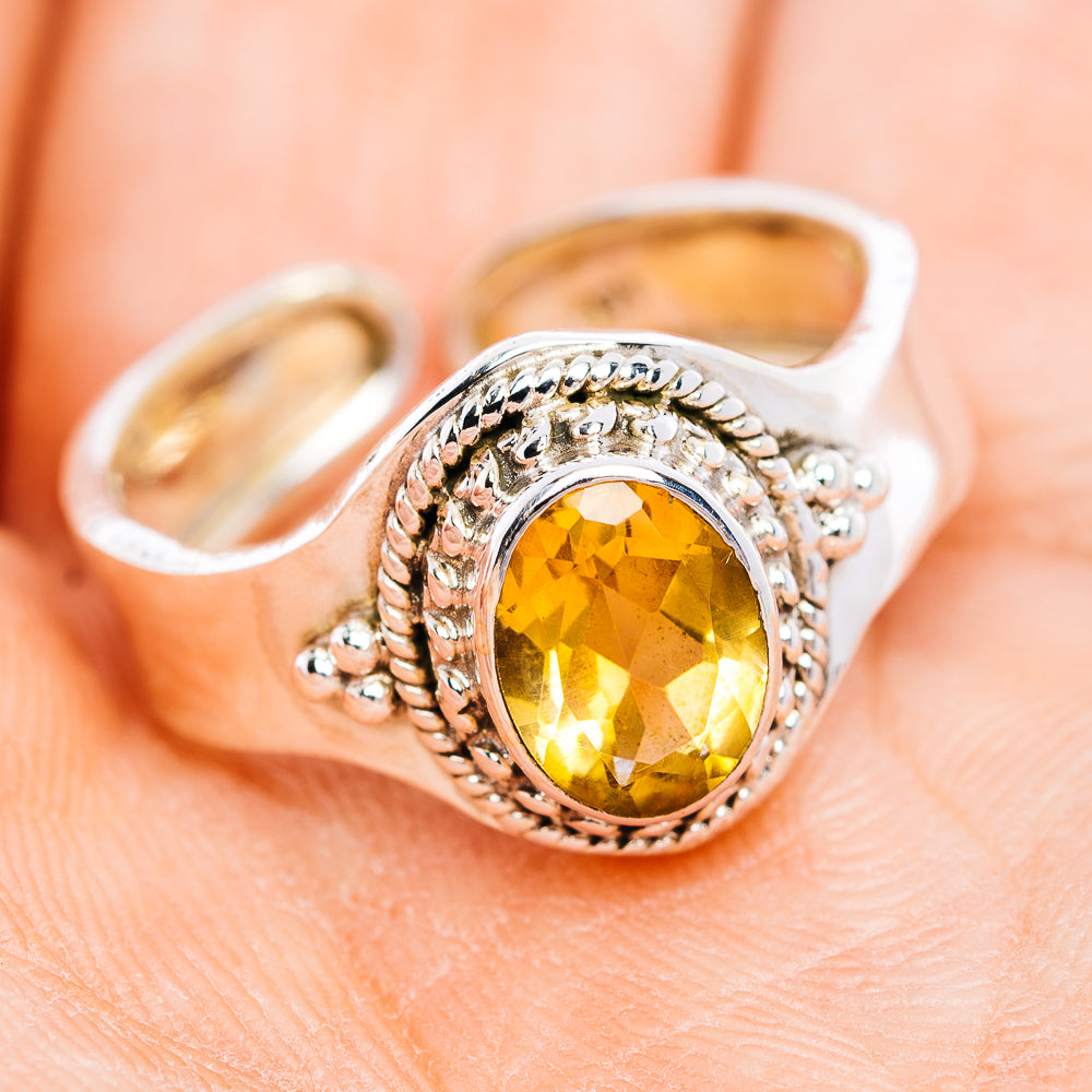 Citrine Ring Size 7 Adjustable (.925 Sterling Silver)