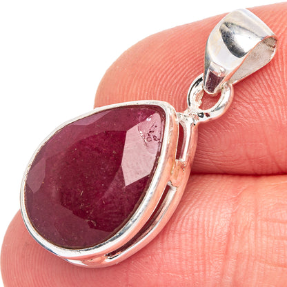 Glass Filled Ruby Pendant 1 1/8" (925 Sterling Silver) P40504