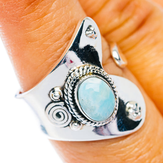 Larimar Ring Size 6 Adjustable (.925 Sterling Silver)