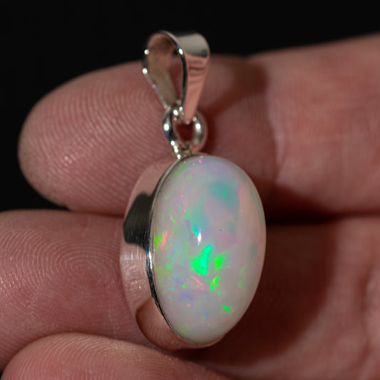 Ethiopian Opal Pendant 1 1/8" (.925 Sterling Silver)