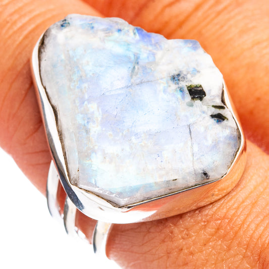 925 sterling silver moonstone ring size 9.75 with oval rainbow gemstone bezel