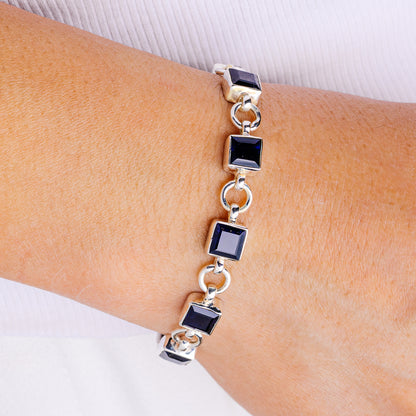 Iolite Bracelet 6 to 8" (.925 Sterling Silver)