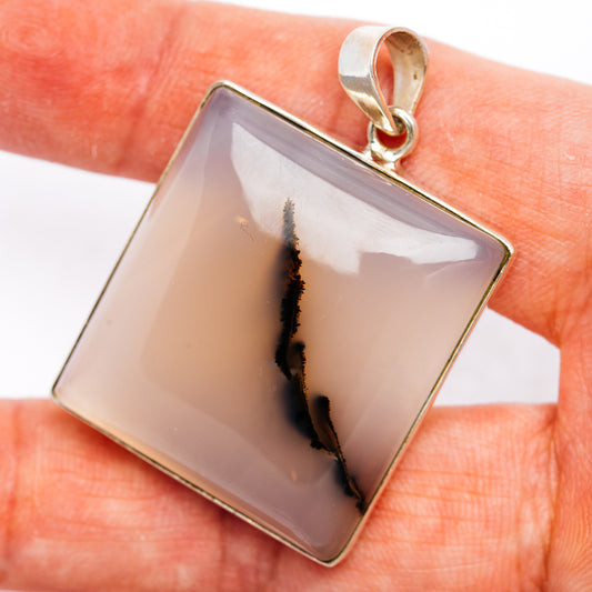 Premium Scenic Agate Pendant 1 3/4" (.925 Sterling Silver)