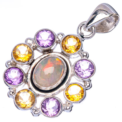 Rare Ethiopian Opal, Citrine, Amethyst Pendant 1 1/2" (925 Sterling Silver) P40978