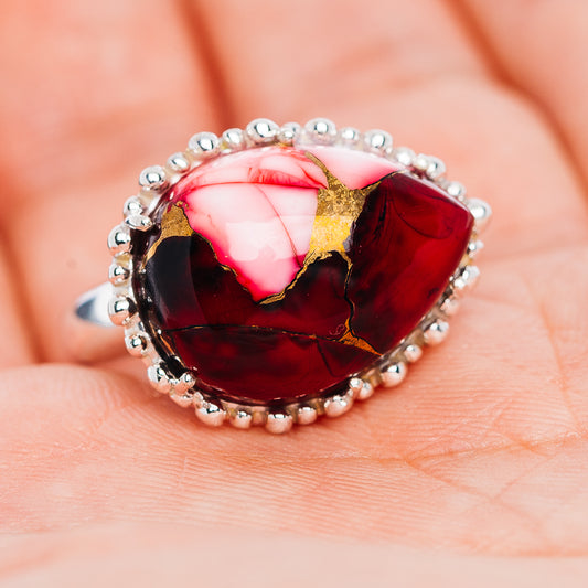 Exclusive Red Dahlia Mohave Turquoise Ring Size 7.5 (.925 Sterling Silver)