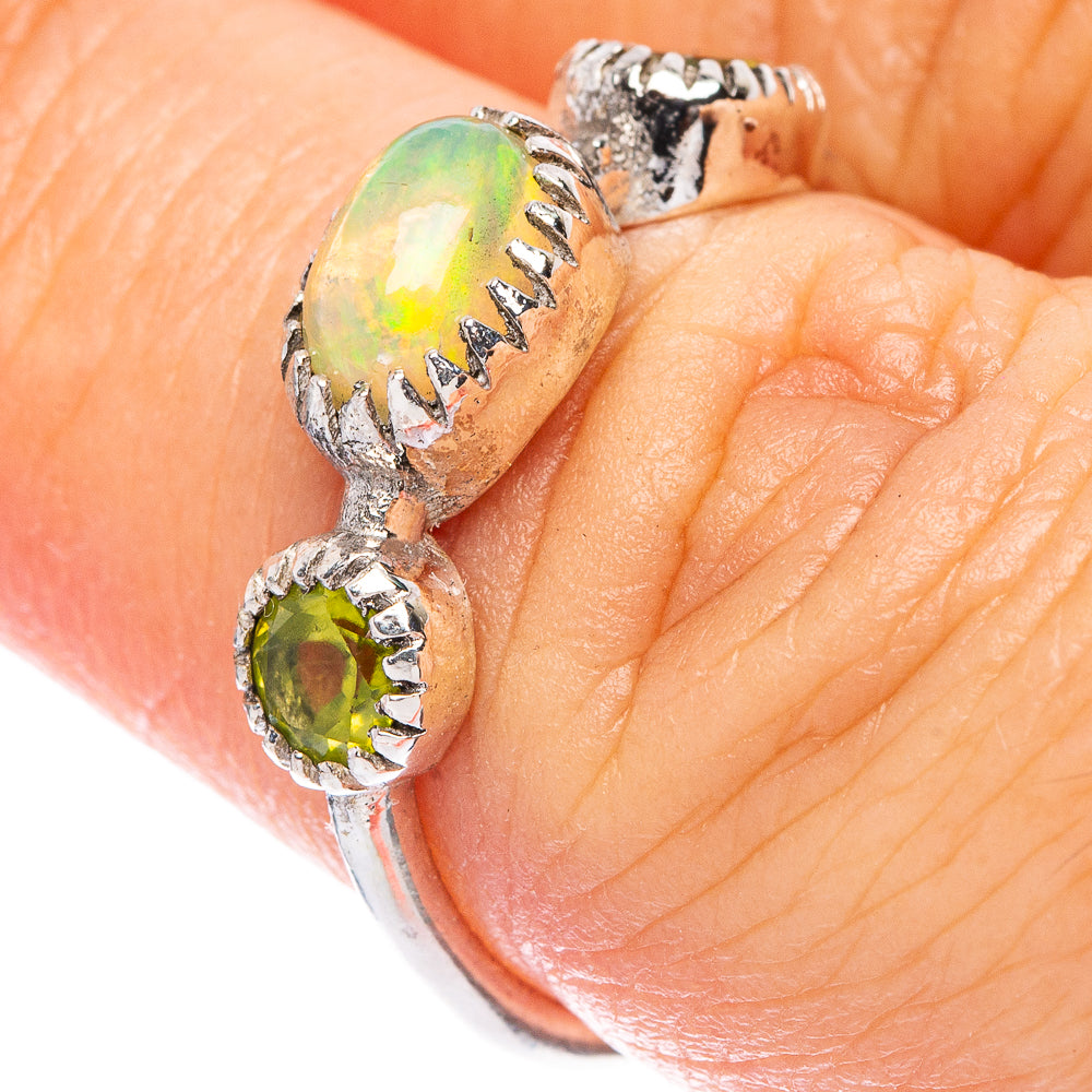 Rare Ethiopian Opal, Peridot Ring Size 7 (925 Sterling Silver) R146770