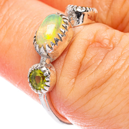 Rare Ethiopian Opal, Peridot Ring Size 7 (925 Sterling Silver) R146770