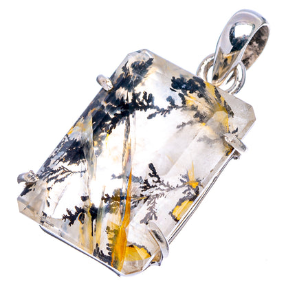 Faceted Scenic Dendritic Agate Pendant 1 1/8" (.925 Sterling Silver)