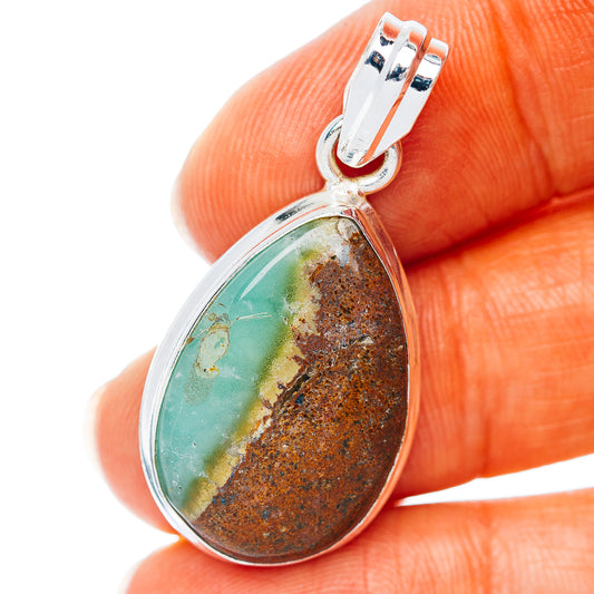 Boulder Chrysoprase Pendant 1 3/8" (.925 Sterling Silver)