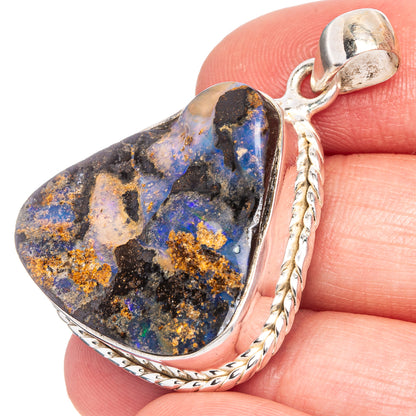Rare Boulder Opal Pendant 1 1/2" (925 Sterling Silver) P40555