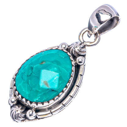 Rare Kingman Turquoise Pendant 1 3/8" (.925 Sterling Silver)