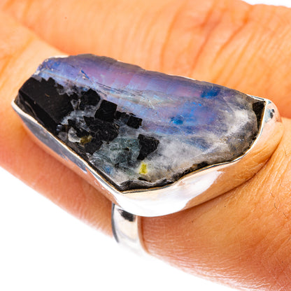 Large Raw Rainbow Moonstone Ring Size 6.25 (925 Sterling Silver) R142914