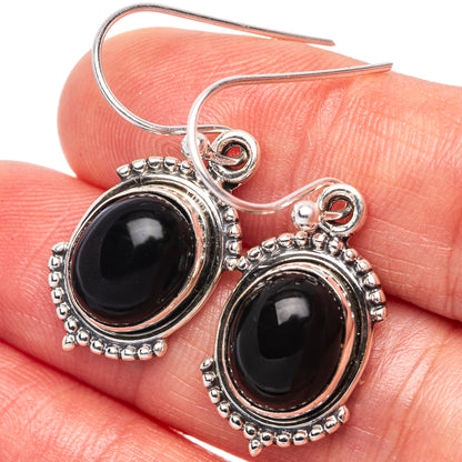 Black Onyx Dainty Earrings 1 3/8" (925 Sterling Silver) E2020